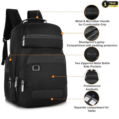 Half Moon Orion Business Backpack for Man 30L Heavy Duty Premium Laptop Backpack 1680D Polyester 15.6-inch Padded Laptop Bag Water/Scratch-resistant Multiple Pockets with 1 Year Warranty